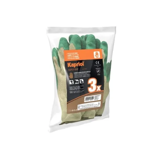 12 Paia - Guanti Da Lavoro Antiscivolo Kapriol in Latex Supergrip 128158