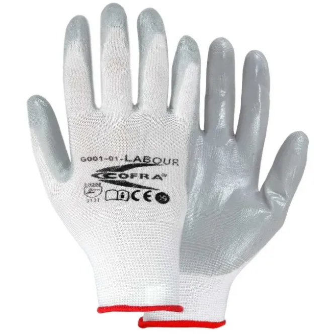 12 Paia - Guanti Da Lavoro Cofra Labour in Nitrile G001-D101