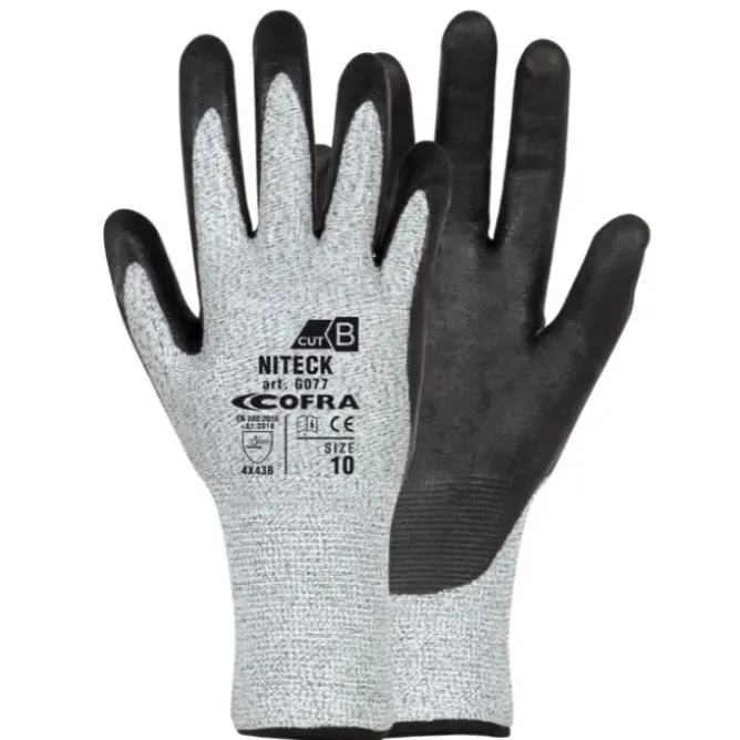 12 Paia - Guanti da Lavoro Cofra in Nitrile Niteck G077-DD00