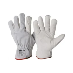 12 Paia - Guanti da lavoro in Pelle Fiore dorso Crosta Bovina - EN 388