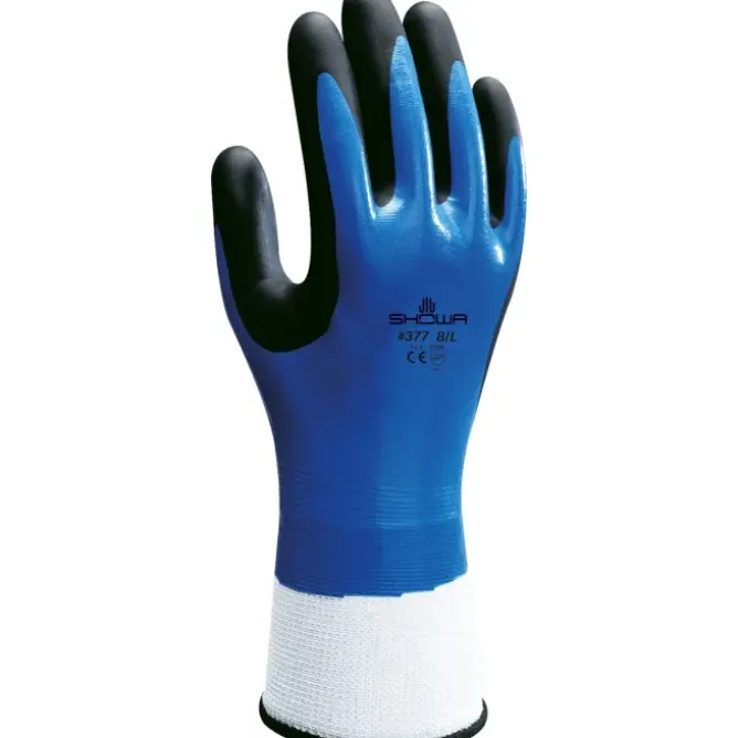 10 Paia - Guanti Showa 377 con doppio rivestimento in Nitrile - Impermeabile sh377