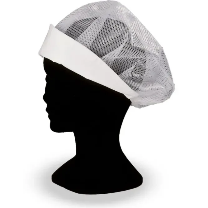 2 Pezzi - Cappello da Lavoro Cuoco 100% Cotone con rete Giblor's Lady 302