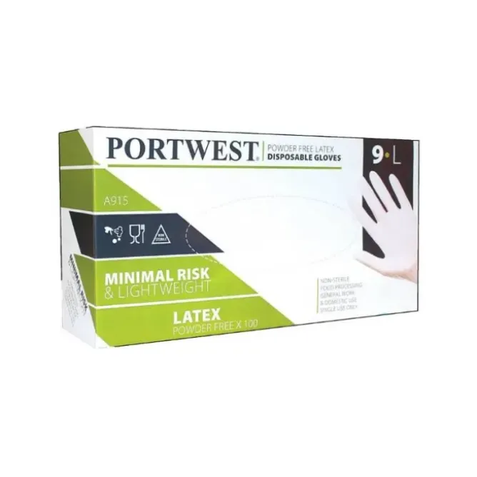 100 Pezzi - Guanti da Lavoro Monouso in Lattice Talcati - A910 Portwest