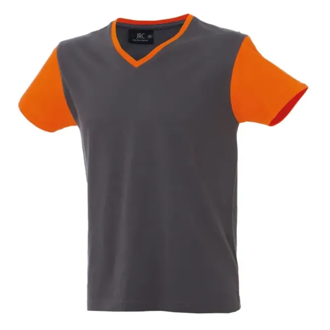 5 Pezzi - T-Shirt collo a V da Lavoro 100% Cotone Bicolore JRC Cadice 989990