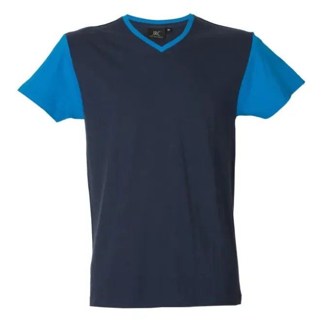 5 Pezzi - T-Shirt collo a V da Lavoro 100% Cotone Bicolore JRC Cadice 989990