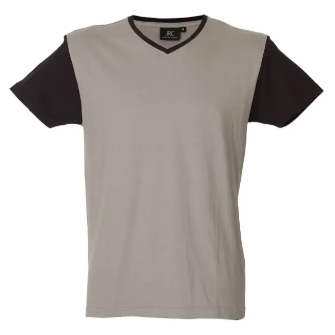 5 Pezzi - T-Shirt collo a V da Lavoro 100% Cotone Bicolore JRC Cadice 989990