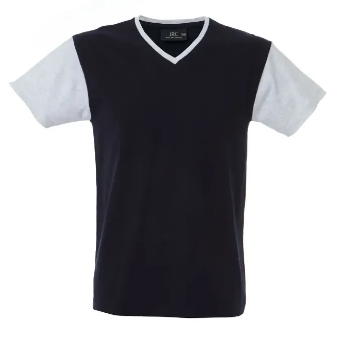 5 Pezzi - T-Shirt collo a V da Lavoro 100% Cotone Bicolore JRC Cadice 989990