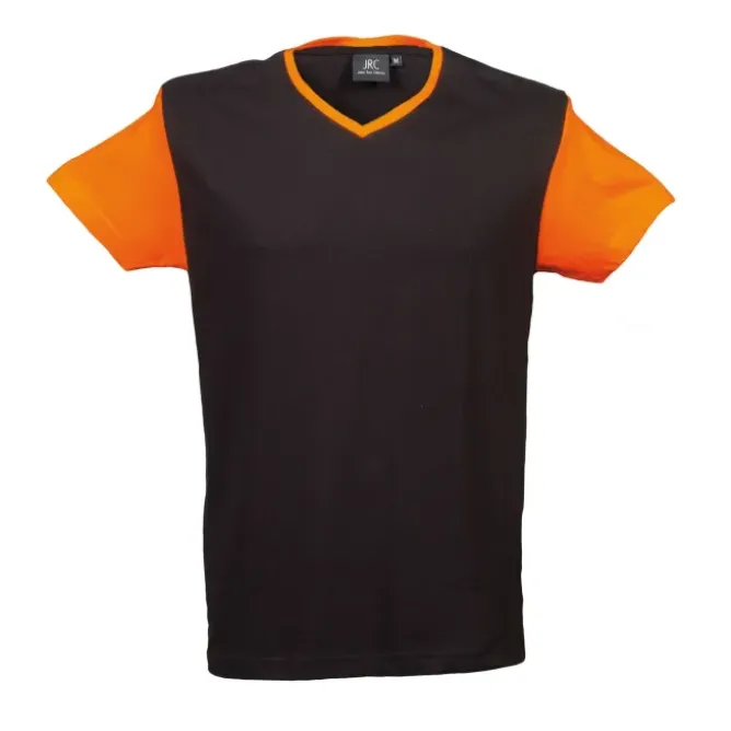 5 Pezzi - T-Shirt collo a V da Lavoro 100% Cotone Bicolore JRC Cadice 989990