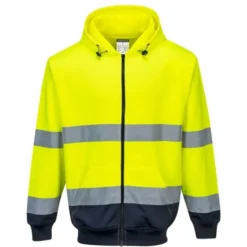 Felpa da Lavoro Bicolore con Cappuccio e Zip intera Alta Visibilità Portwest B317